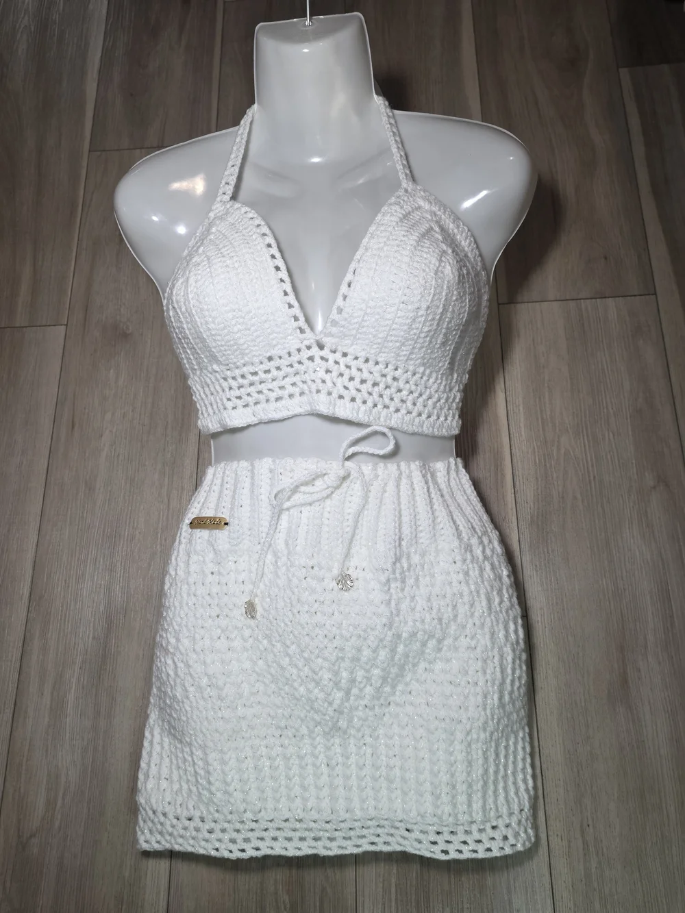 Handmade White Crochet Skirt Set - Beach Ready - Picture 2 of 2